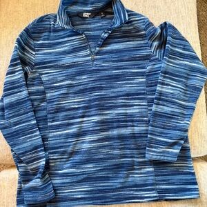 Lands' End Men's Striped Blue Quarter‑Zip Pullover